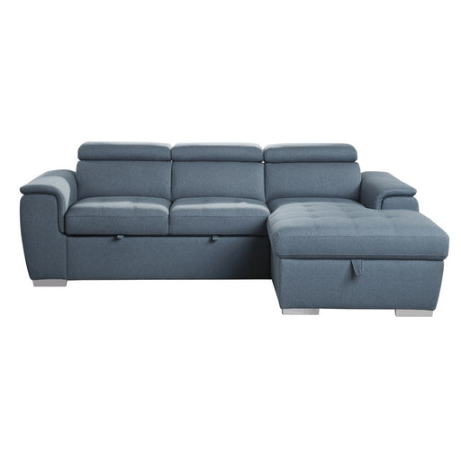 Homelegance - Berel 2-Piece Sectional with Pull-out Bed and Adjustable Headrests in Blue - 9355BU*22LRC - GreatFurnitureDeal