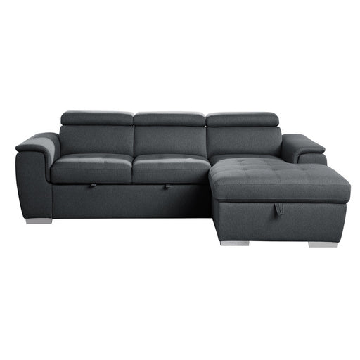Homelegance - Berel 2-Piece Sectional with Pull-out Bed and Adjustable Headrests in Charcoal - 9355CC*22LRC - GreatFurnitureDeal