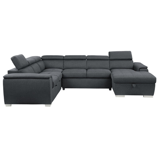 Homelegance - Berel 4-Piece Sectional with Pull-out Bed and Adjustable Headrests in Charcoal - 9355CC*42LRC - GreatFurnitureDeal