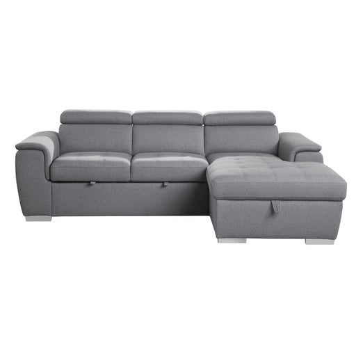 Homelegance - Berel 2-Piece Sectional with Pull-out Bed and Adjustable Headrests in Gray - 9355GY*22LRC - GreatFurnitureDeal