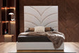 GFD Home - Laura Gold Detailed Queen Size Upholstery Bed made with Wood in White - GreatFurnitureDeal