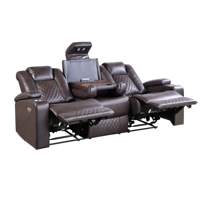 Homelegance - Caelan 2 Piece Power Reclining Sofa Set in Dark Brown - 9366DB*2PWH - GreatFurnitureDeal