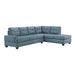 Homelegance - Dunstan 2-Piece Reversible Sectional with Chaise in Blue - 9367BU*SC - GreatFurnitureDeal