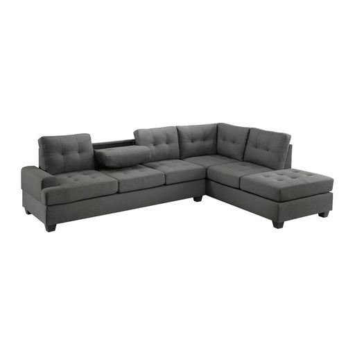 Homelegance - Dunstan 2-Piece Reversible Sectional with Chaise in Dark Gray - 9367DG*SC - GreatFurnitureDeal