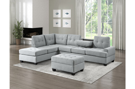 Homelegance - Dunstan 3-Piece Reversible Sectional with Ottoman in Light Gray - 9367GY*SC-4 - GreatFurnitureDeal