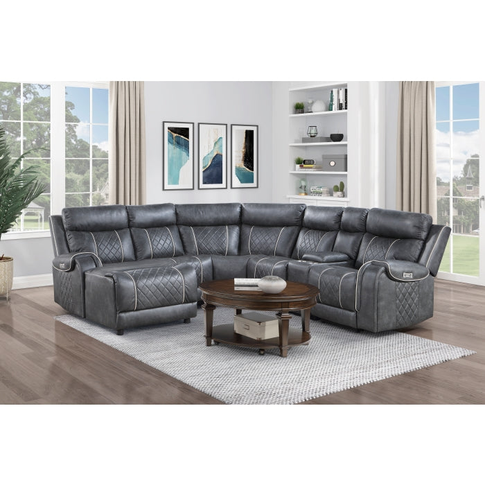 Homelegance - Gabriel 6-Piece Modular Power Reclining Sectional with Left Chaise in Gray - 9377GRY*6LCRRPW
