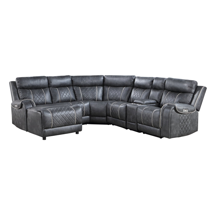 Homelegance - Gabriel 6-Piece Modular Power Reclining Sectional with Left Chaise in Gray - 9377GRY*6LCRRPW