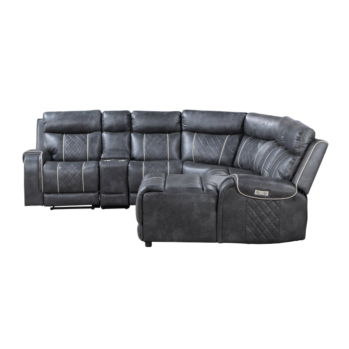 Homelegance - Gabriel 6-Piece Modular Power Reclining Sectional with Right Chaise in Gray - 9377GRY*6LRRCPW