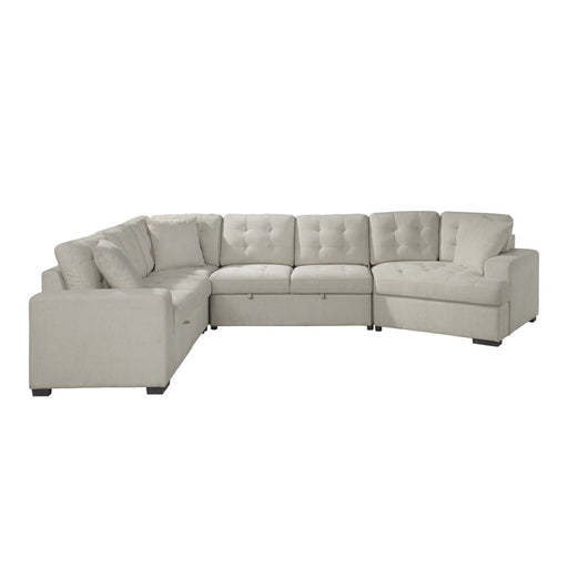 Homelegance - Logansport 4-Piece Sectional with Pull-out Ottoman in Beige - 9401BEG*42LRU - GreatFurnitureDeal