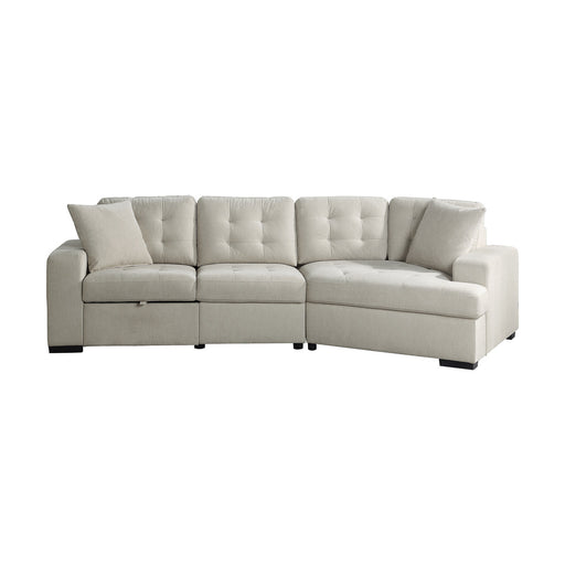 Homelegance - Logansport 2 Piece Sectional with Pull-out Ottoman in Beige - 9401BEG*22LRU - GreatFurnitureDeal