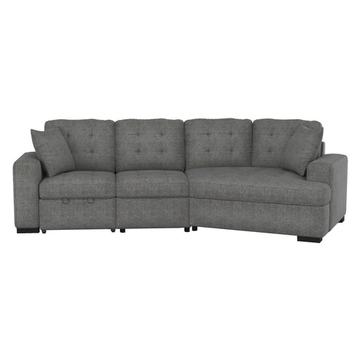 Homelegance - Logansport 2-Piece Sectional with Pull-out Ottoman - 9401GRY-22LRU - GreatFurnitureDeal