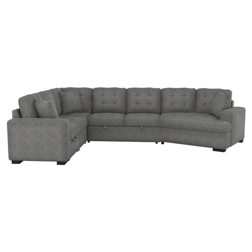 Homelegance - Logansport 4-Piece Sectional with Pull-out Ottoman - 9401GRY-42LRU - GreatFurnitureDeal