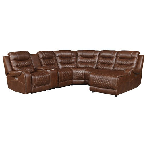 Homelegance - Putnam 6-Piece Modular Power Reclining Sectional with Right Chaise - 9405BR-6LRRC - GreatFurnitureDeal