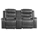 Homelegance - Putnam Power Double Reclining Love Seat with Center Console, Receptacles and USB port in Gray - 9405GY-2PW - GreatFurnitureDeal