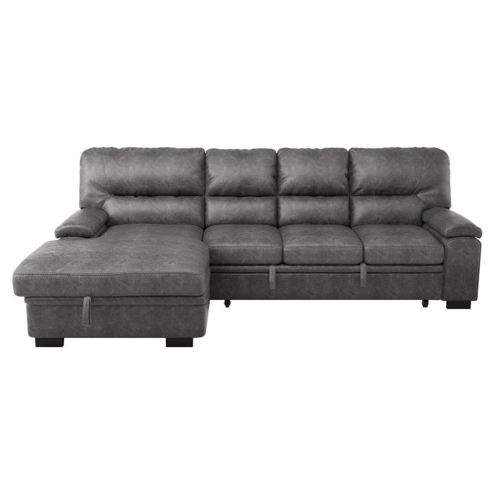 Homelegance - Michigan 2-Piece Sectional with Pull-out Bed and Left Chaise with Hidden Storage in Dark Gray - 9407DG*2LC3R - GreatFurnitureDeal