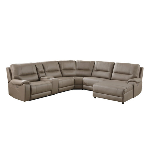 Homelegance - LeGrande 6-Piece Modular Power Reclining Sectional with Power Headrest and Right Chaise in Taupe - 9429TP*6RCLRPWH - GreatFurnitureDeal