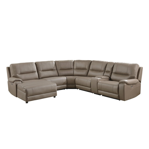 Homelegance - LeGrande 6-Piece Modular Power Reclining Sectional with Power Headrest and Left Chaise in Taupe - 9429TP*6LCRRPWH - GreatFurnitureDeal