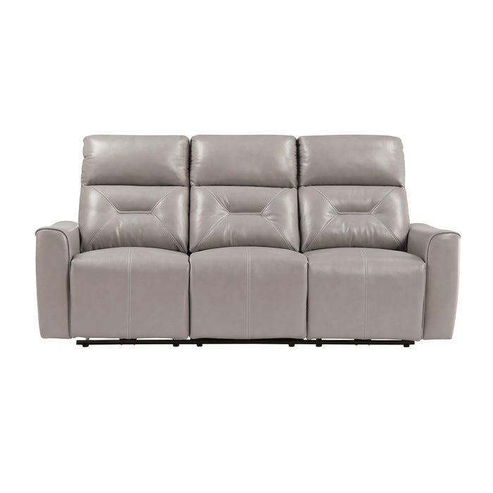 Homelegance - Burwell Power Double Reclining Sofa with USB ports in Light Gray - 9446CB-3PW - GreatFurnitureDeal