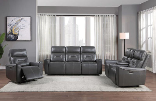 Homelegance - Burwell 3 Piece Power Double Reclining Living Room Set in Dark Gray - 9446GY-3-2-1 - GreatFurnitureDeal
