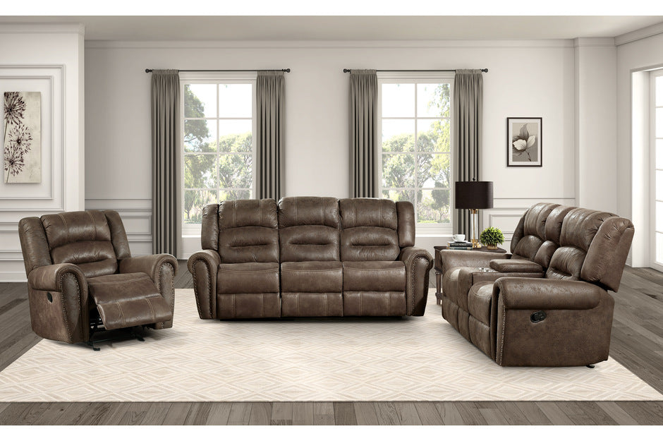 Homelegance - Creighton 3 Piece Double Reclining Living Room Set in Brown - 9467BR-3-2-1 - GreatFurnitureDeal