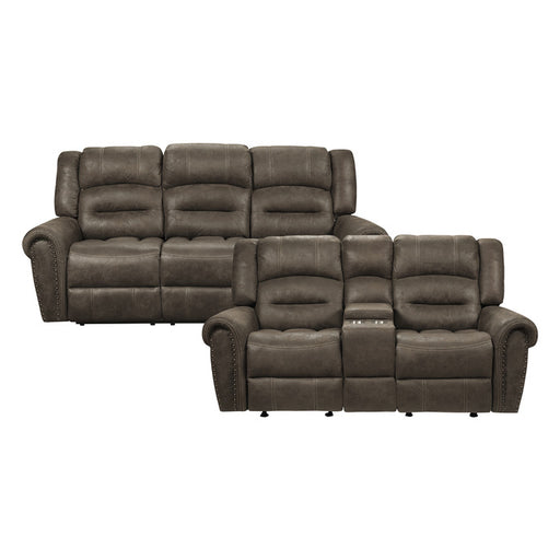 Homelegance - Creighton 2 Piece Double Reclining Sofa Set in Brown - 9467BR*2 - GreatFurnitureDeal