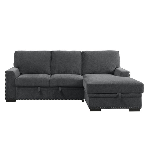 Homelegance - Morelia 2 Piece Sectional with Pull-out Bed and Right Chaise with Hidden Storage in Charcoal - 9468CC*2RC2L - GreatFurnitureDeal