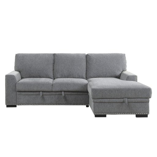 Homelegance - Morelia 2-Piece Sectional with Pull-out Bed and Right Chaise with Hidden Storage in Gray - 9468DG*2RC2L - GreatFurnitureDeal