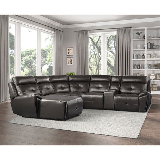 Homelegance - Avenue 6-Piece Modular Reclining Sectional with Left Chaise in Dark brown - 9469DBR*6LCRR - GreatFurnitureDeal