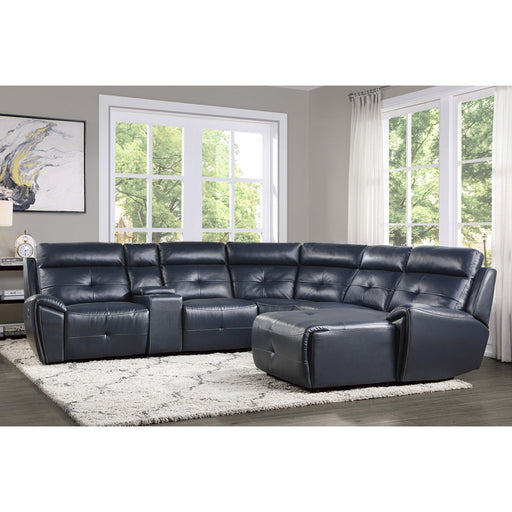 Homelegance - Avenue 6-Piece Modular Reclining Sectional with Right Chaise in Navy - 9469NVB*6LRRC - GreatFurnitureDeal
