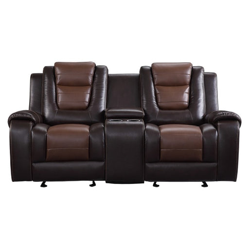 Homelegance - Briscoe Double Glider Reclining Love Seat with Center Console in Dark Brown - 9470BR-2 - GreatFurnitureDeal
