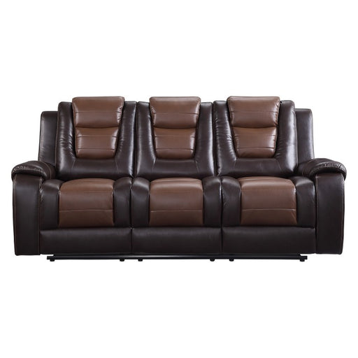 Homelegance - Briscoe Double Reclining Sofa with Drop-Down Cup Holders in Dark Brown - 9470BR-3 - GreatFurnitureDeal