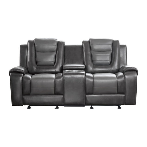 Homelegance - Briscoe Double Glider Reclining Love Seat with Center Console in Dark Gray - 9470GY-2 - GreatFurnitureDeal