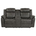 Homelegance - Centeroak Double Reclining Love Seat with Center Console in Gray - 9479BRG-2 - GreatFurnitureDeal