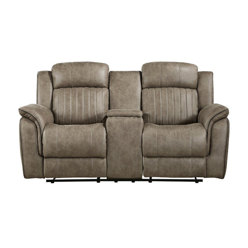 Homelegance - Centeroak Double Reclining Love Seat with Center Console in Sandy Brown - 9479SDB-2 - GreatFurnitureDeal