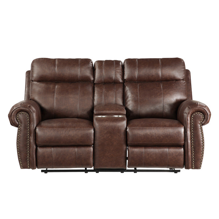 Homelegance - Granville Double Reclining Love Seat with Center Console in Brown - 9488BR-2 - GreatFurnitureDeal