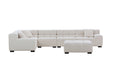 GFD Home - L-Shaped Sectional Sofa Modular Seating Sofa Couch with Ottoman Beige - GreatFurnitureDeal