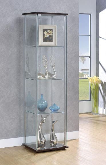 Coaster Furniture - Cappuccino Glass Curio Cabinet with Cappuccino Top-Bottom - 950172 - GreatFurnitureDeal