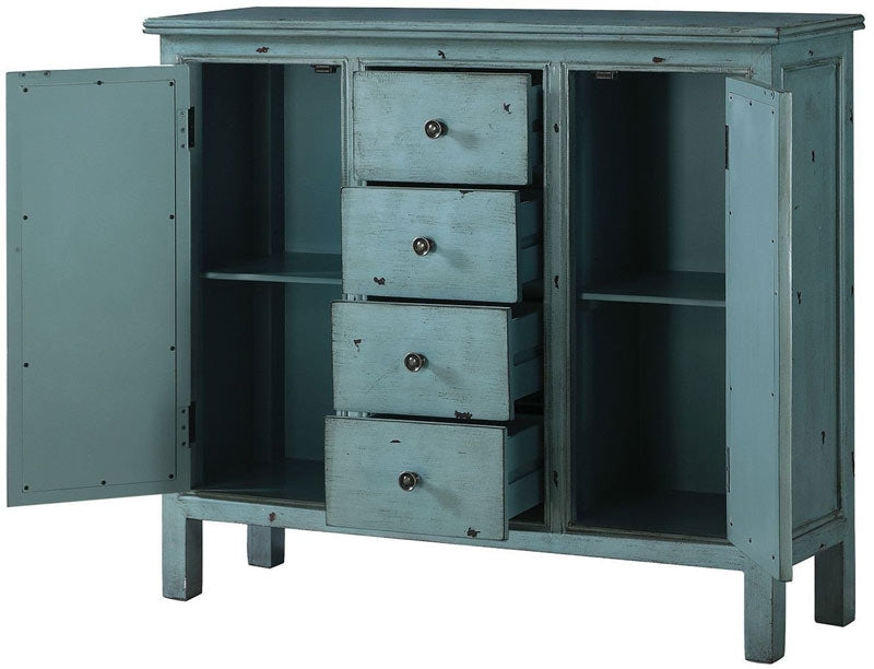 Antique Blue Accent Cabinet - 950736 - Open Door