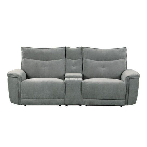 Homelegance - Tesoro Power Double Reclining Love Seat with Center Console and Power Headrests in Dark gray - 9509DG-2CNPWH* - GreatFurnitureDeal