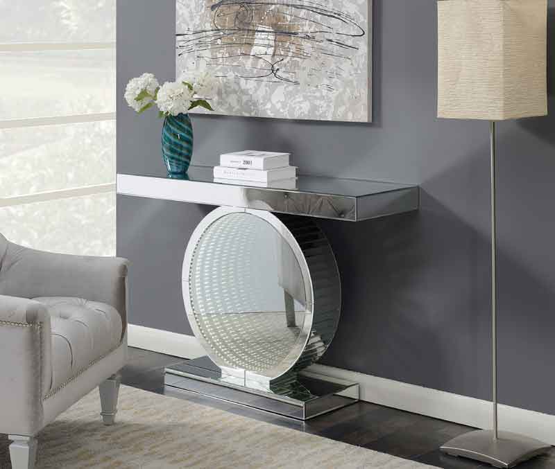 Coaster Furniture - Rectangular Console Table With Circular Base Clear Mirror - 951051 - GreatFurnitureDeal