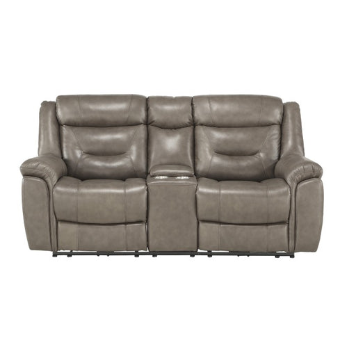 Homelegance - Kennett Power Double Reclining Love Seat with Center Console, Power Headrests and USB Ports in Brownish Gray - 9528BRG-2PWH - GreatFurnitureDeal