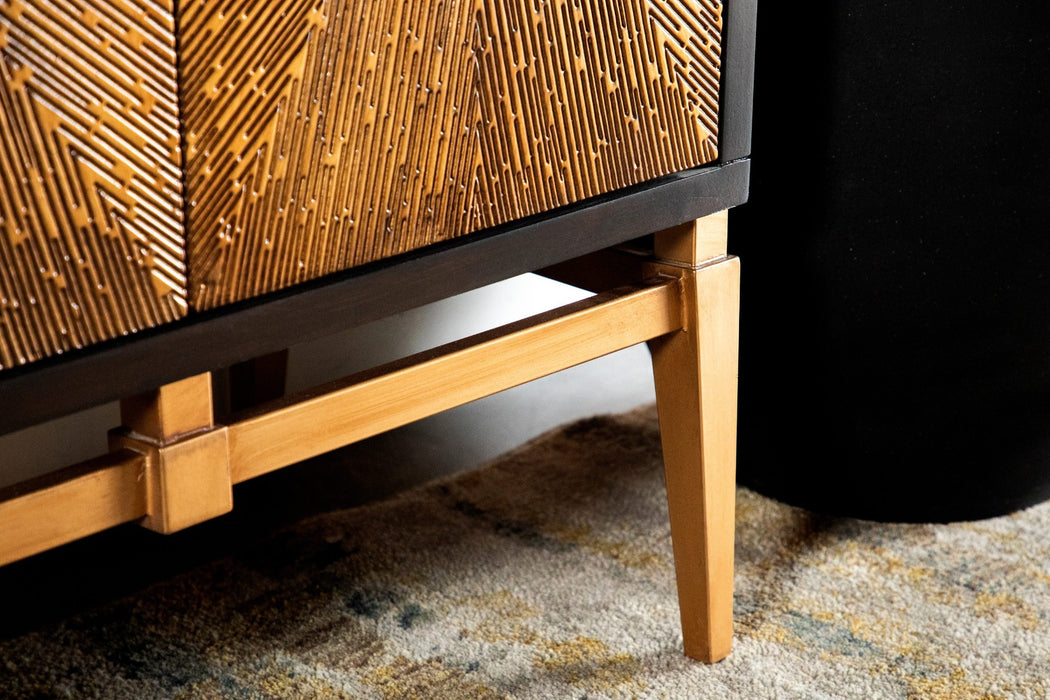 Coaster Furniture - Sunburst 2-Door Accent Cabinet Brown And Antique Gold - 953496