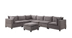 GFD Home - Madison Light Gray Fabric 7 Piece Modular Sectional Sofa with Ottoman - GreatFurnitureDeal