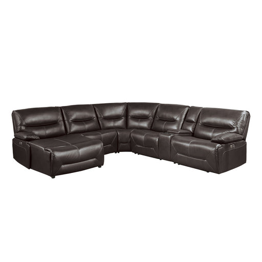 Homelegance - Dyersburg 6-Piece Power Reclining Sectional with Left Chaise in Brown - 9579BRW*6LCRRPW - GreatFurnitureDeal