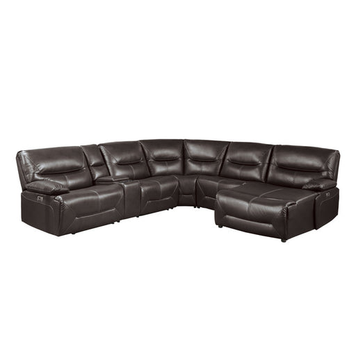 Homelegance - Dyersburg 6-Piece Power Reclining Sectional with Right Chaise in Brown - 9579BRW*6LRRCPW - GreatFurnitureDeal