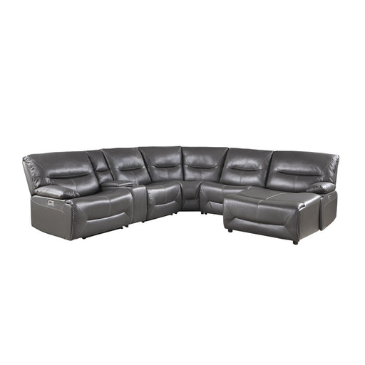 Homelegance - Dyersburg 6-Piece Power Reclining Sectional with Right Chaise in Gray - 9579GRY*6LRRCPW - GreatFurnitureDeal