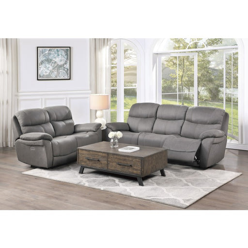 Homelegance - Longvale 2 Piece Power Double Reclining Sofa Set in Gray - 9580GY*2PWH - GreatFurnitureDeal