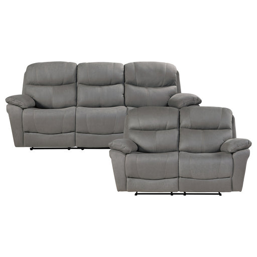 Homelegance - Longvale 2 Piece Double Reclining Sofa Set in Gray - 9580GY*2 - GreatFurnitureDeal