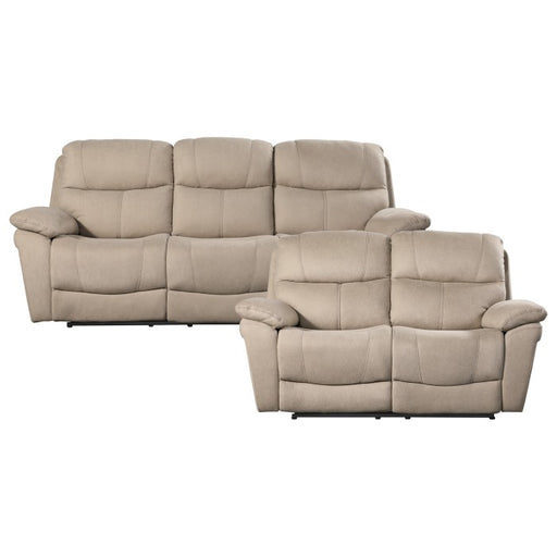 Homelegance - Longvale 2 Piece Power Double Reclining Sofa Set in Tan - 9580TN*2PWH - GreatFurnitureDeal