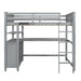 GFD Home - Full size Loft Bed with Drawers and Desk, Wooden Loft Bed with Shelves - Gray(OLD SKU:LT000529AAE) - GreatFurnitureDeal